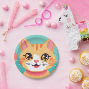 Plato De Papel Gato lindo Mascota animales de Animales de fiesta