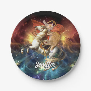 Plato De Papel Gato Napoleón en el espacio