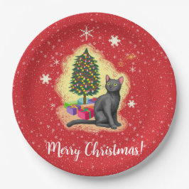 Plato De Papel Gato navideño