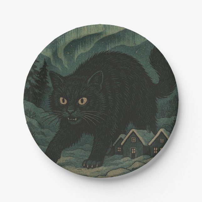 Plato De Papel gato navideño islandés Yule (Anverso)