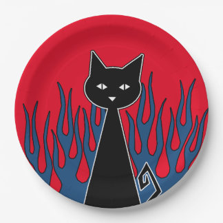 Plato De Papel Gato negro