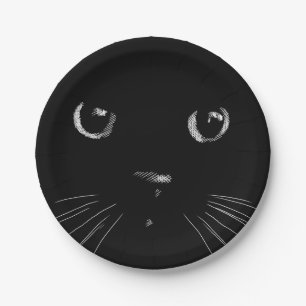 Plato De Papel Gato negro