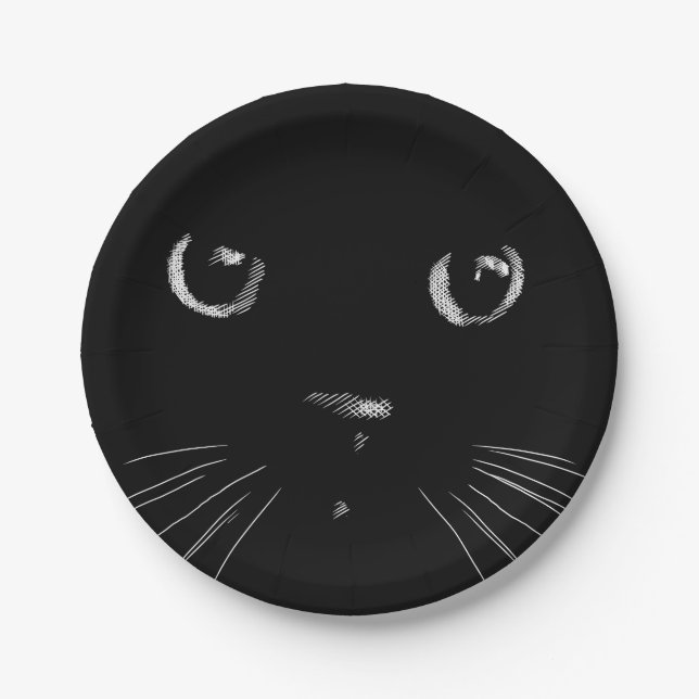 Plato De Papel Gato negro  (Anverso)