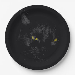 Plato De Papel Gato negro