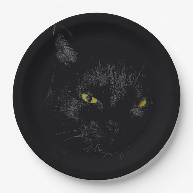 Plato De Papel Gato negro (Anverso)