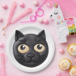 Plato De Papel Gato negro inspirado en 3D