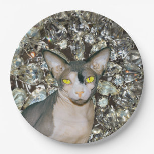 Plato De Papel Gato sfinx bling vintage por gatos rex