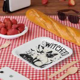 Plato De Papel Gato siamés Magia: Bewitado y libre