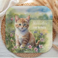 Gato Tabby Acuarela Cumpleaños 70 en el Prado