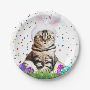 Plato De Papel Gato Tabby de Pascua