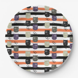 Plato De Papel Gato tiesto y tieso con manchas