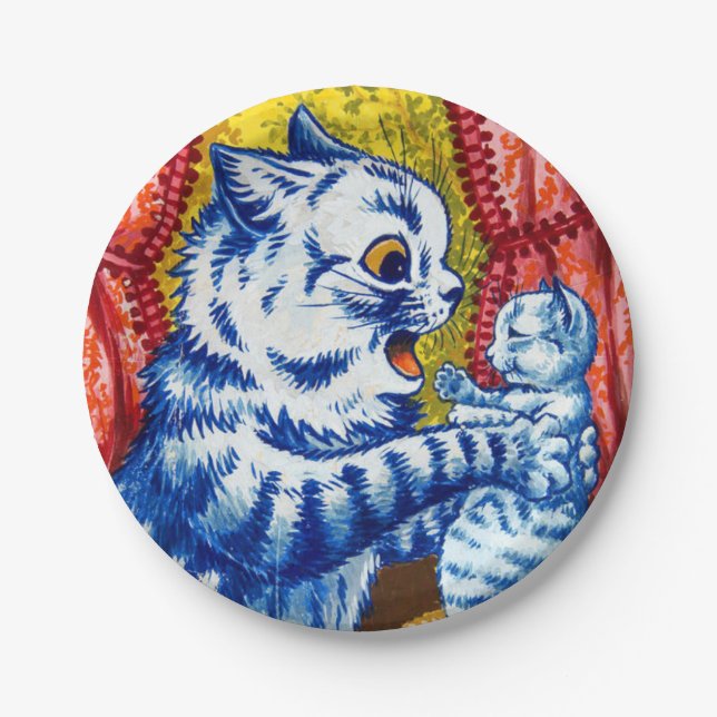 Plato De Papel Gato y sus gatitos (Anverso)