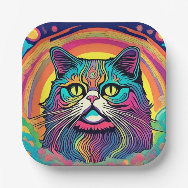 Plato De Papel Gato Zen moderno (Anverso)