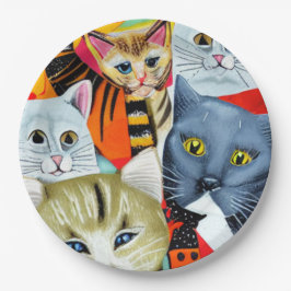 Plato De Papel Gatos brillantes y Hermosos