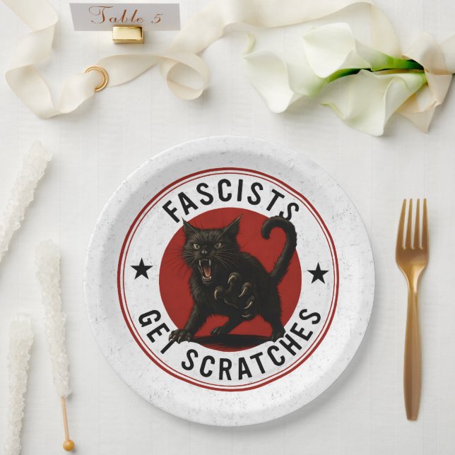 Plato De Papel Gatos contra el fascismo (Boda)