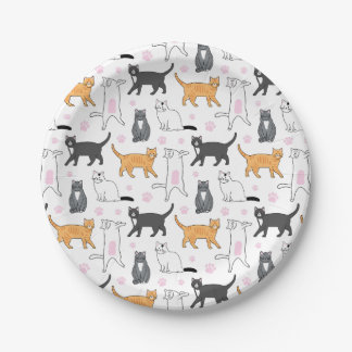 Plato De Papel Gatos cortos