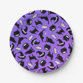 Plato De Papel Gatos, cristales y calderos - Placa de papel