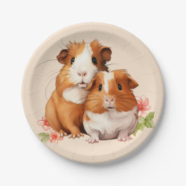 Plato De Papel Gatos de cerdo de Guinea