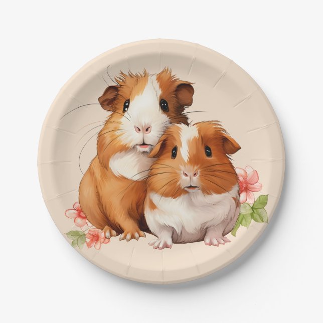 Plato De Papel Gatos de cerdo de Guinea (Anverso)