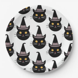 Plato De Papel Gatos de Halloween
