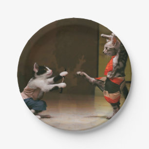 Plato De Papel Gatos de karate