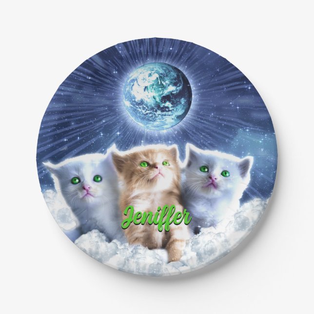 Plato De Papel Gatos en la nube (Anverso)