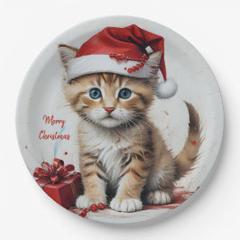Plato De Papel Gatos festivos con disfraces de Navidades - Vibes