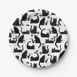 Plato De Papel Gatos malos golpeando a las cosas