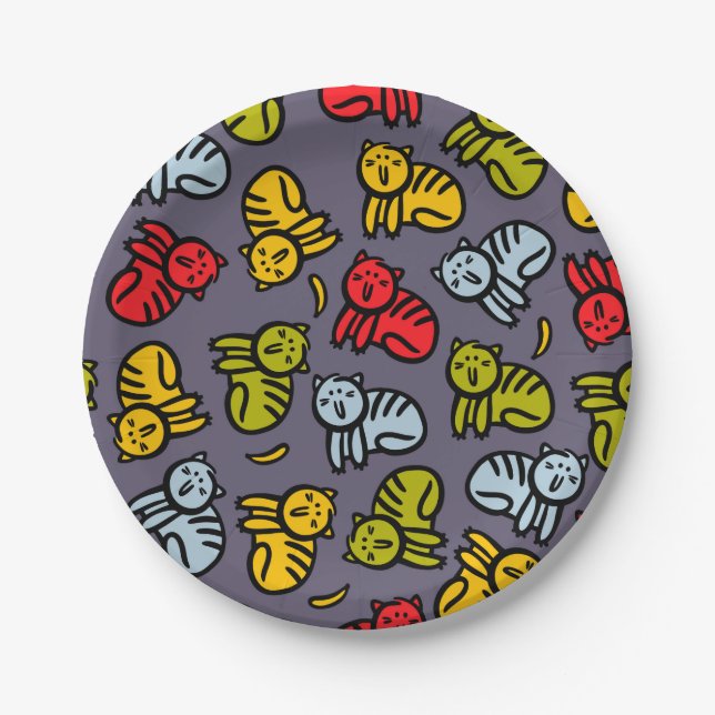 Plato De Papel Gatos más bananas (Anverso)