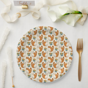 Plato De Papel Gatos naranjas y blancos estilo de arte ingenuo