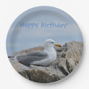 Plato De Papel Gaviota del feliz cumpleaños