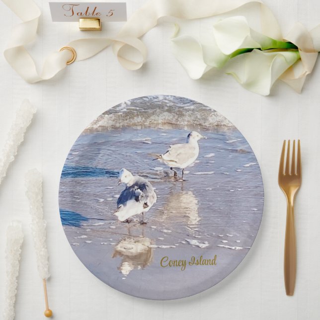 Plato De Papel Gaviotas de Coney Island (Boda)
