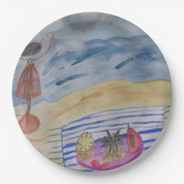 Plato De Papel Gaviotas En Las Placas De Papel Playa