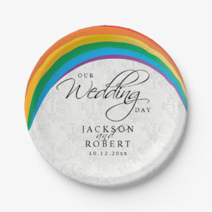 Plato De Papel Gay arcoiris - Nuestro día de bodas