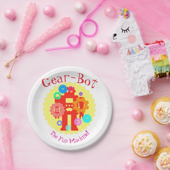 Plato De Papel Gear Robot (Fiesta)