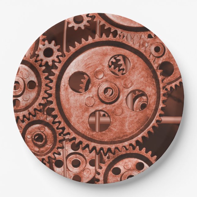 Plato De Papel Gears Steampunk (Anverso)
