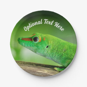 Plato De Papel Gecko Gigante del Día Verde - Phelsuma grandis