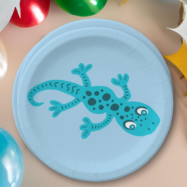 Plato De Papel Gecko Lizard Blue Kids Fiesta de cumpleaños  (Subido por el creador)