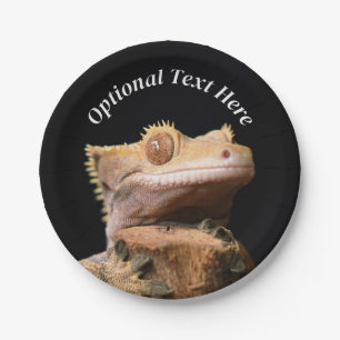 Plato De Papel Gecko Lizard reposado sobre negro