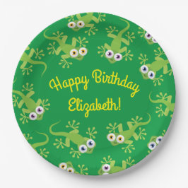 Plato De Papel Gecko Lizards Birthday Party Cute Kids