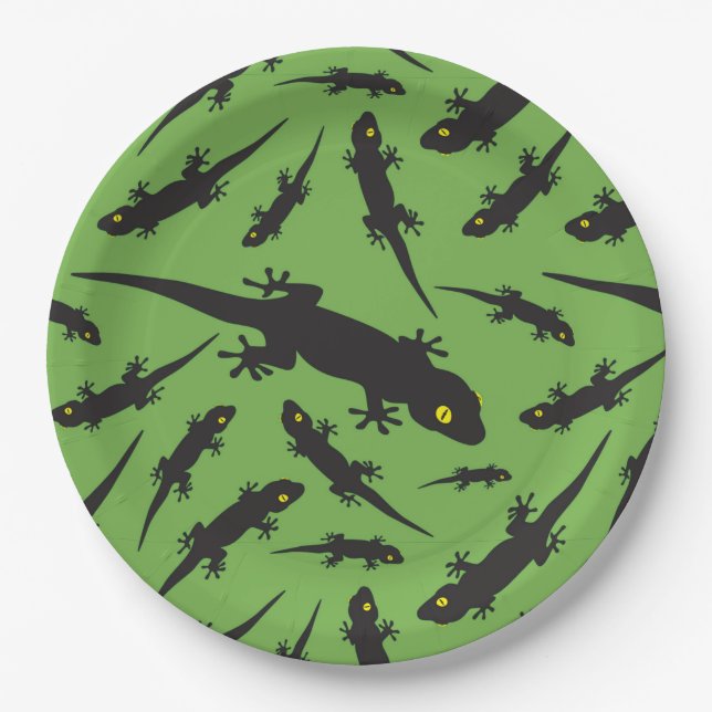 Plato De Papel Gecko verde brillante del reptil liso (Anverso)