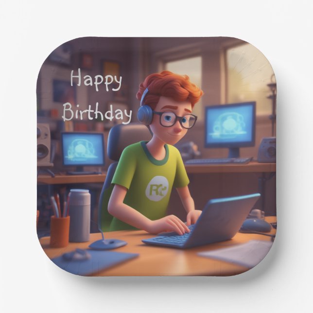 Plato De Papel Geek De Computación (Anverso)