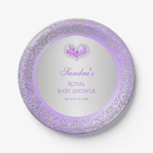 Plato De Papel Gema real de princesa Lavender Silver Diamond