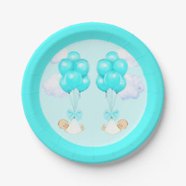 Plato De Papel Gemelos Baby Shower Boy