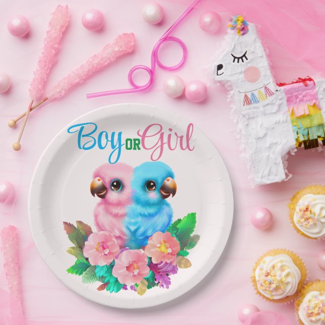 Plato De Papel Gemelos de loro para bebés (Fiesta)