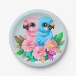 Plato De Papel Gemelos de loro para bebés