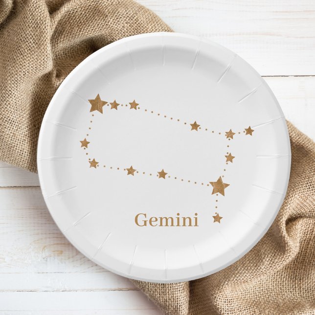 Plato De Papel Gemini de oro de Rótulo Zodiaco moderno | Aire de  (Subido por el creador)