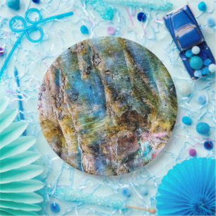 Plato De Papel Gemstone azul verde labradoreño