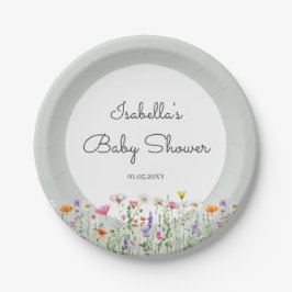 Plato De Papel Gender Neutral Boho Wildflower Baby Shower