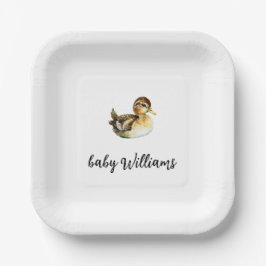 Plato De Papel Gender Neutral Duck Baby Shower Plate